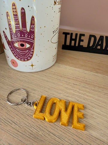 LOVE Keyring - 3D Printed Gold