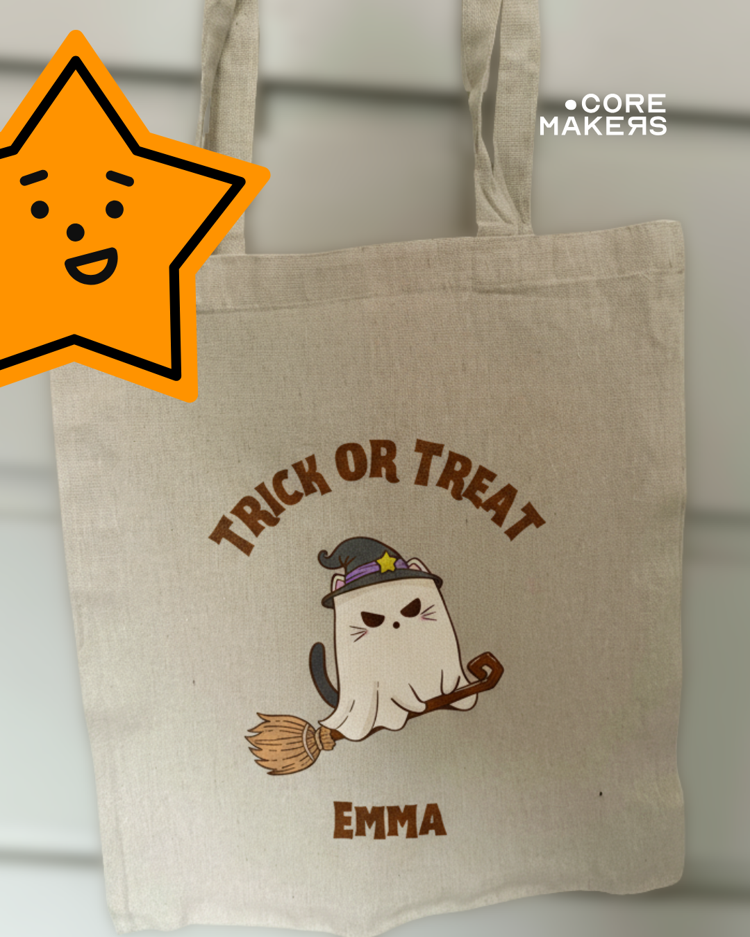 Custom Halloween Trick or Treat Tote Bag with Name