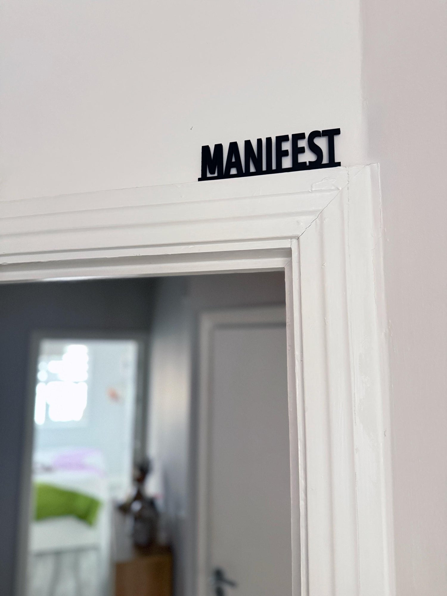 Minimalist 3D Printed “MANIFEST” Door Topper. Home Decor, Manifesting vibes.Home Decor. Affirmations Decor. Bedroom signs.