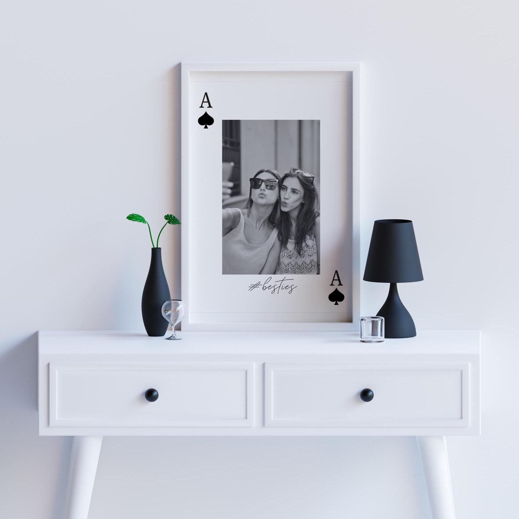 Custom Playing Card Wall Art - Trendy Custom Photo Print - Valentine’s Gift for Her - Best Friend - Galentine’s Day- Trendy Wall Decor
